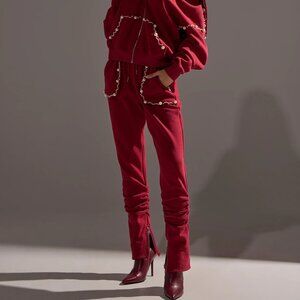 COZY HOLIDAY PEARL JOGGER IN BURGUNDY - 1X